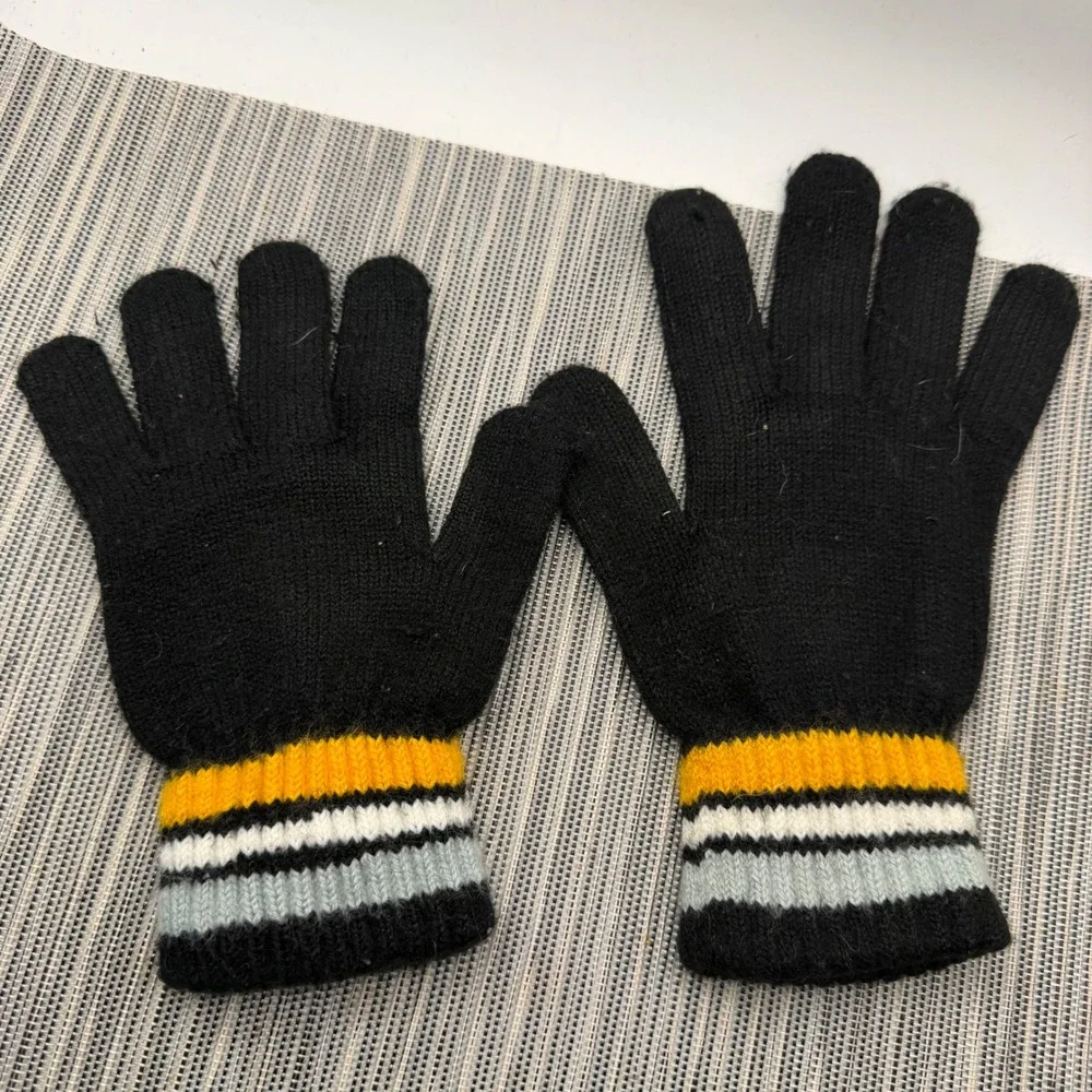 NFL Pittsburgh Steelers Youth Beanie and Gloves Set Boys 8-20 Black Gold Knit